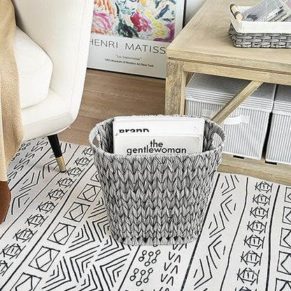 GRANNY SAYS Bathroom Trash Can, Wicker Waste Basket for Bathroom, Gray - color: Gray, size: Rectangular - 13"L x 7½"W x 12¼"H