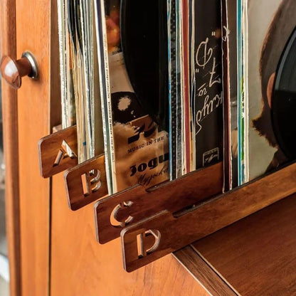 26pcs Vinyl Record Dividers - A-Z Wooden Record Holder Organizer Guides