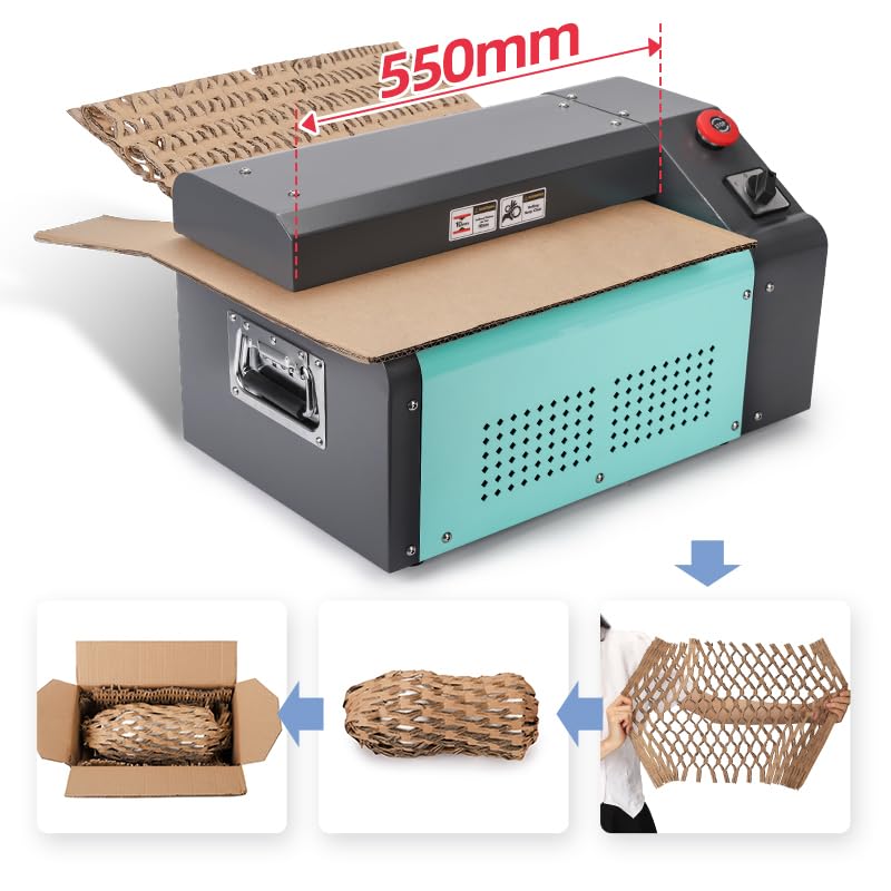 Recyclable Cardboard Cutting Shredder Built-in Transformer Corrugated Box Expansion Cutting Machine for Honeycomb Packing Paper Maker Recyclable Packaging Bubble Wrap (550mm) - size: 550mm