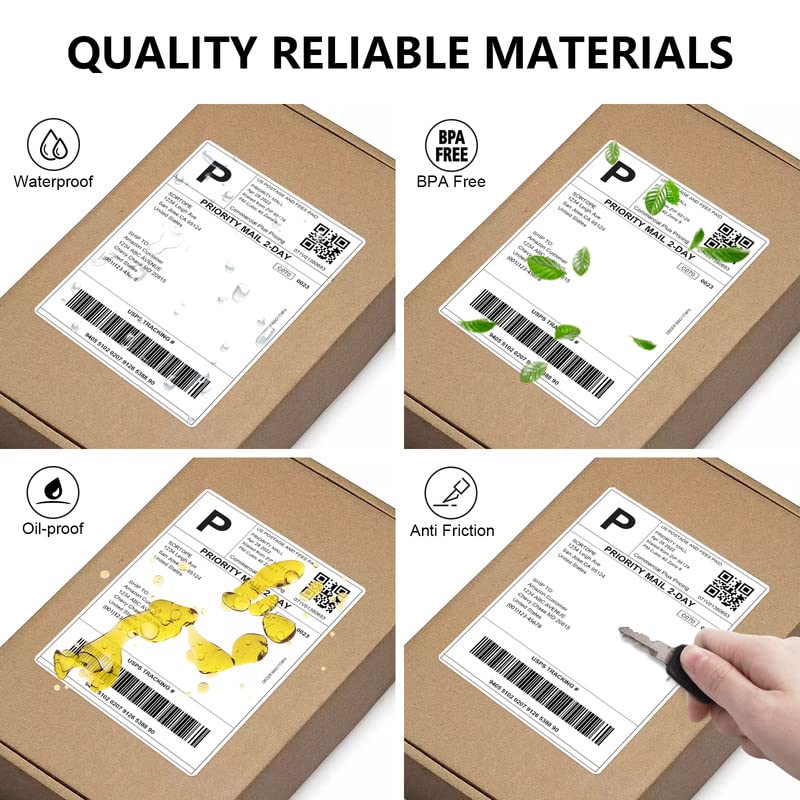 4x6 Direct Thermal Labels with 220 Labels/Roll - Premium Adhesive & Perforated, Water & Grease Resistant Labels Compatible with Rollo, Label Printer - size: Roll- 220 Labels