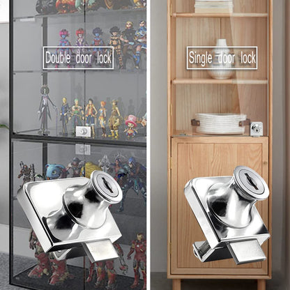 2 Pack Double-Open Glass Door Display Cabinet Display Cabinet Safety Lock, Suitable for 0.2-0.31" Glass Door, Separate Key with Drilling, Zinc Alloy - size: Double door