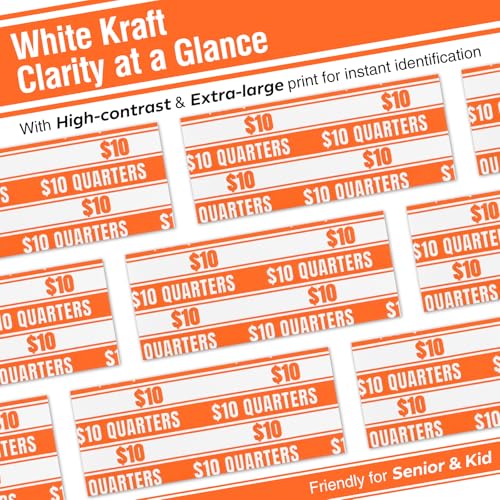 THEBLUETOUCH 100 pcs White Kraft Flat Coin Wrappers for Quarters - size: 100 Quarter Only
