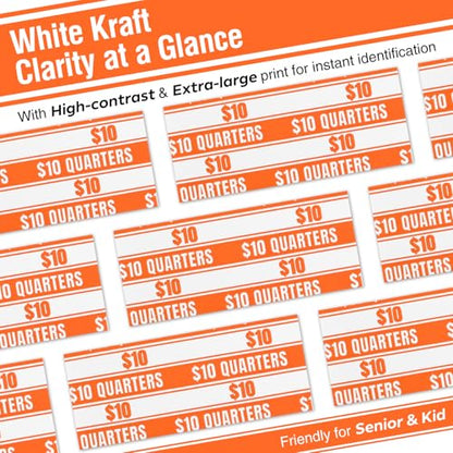 THEBLUETOUCH 100 pcs White Kraft Flat Coin Wrappers for Quarters - size: 100 Quarter Only