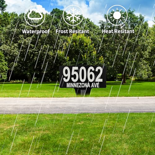 Metal House Address Yard Sign with Numbers and Letters for outside - color: Black(Square)