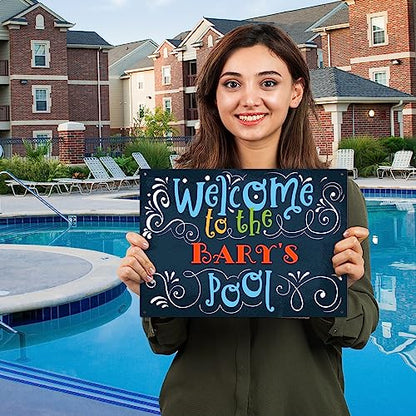 Custom Pool Sign, Welcome to The Pool, Fun Colors, Christmas Gift Dad - color: D203, size: 10x14