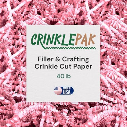 40LB Pink Crinkle Cut Paper Shred USA Made - color: Pink, size: 40 LB