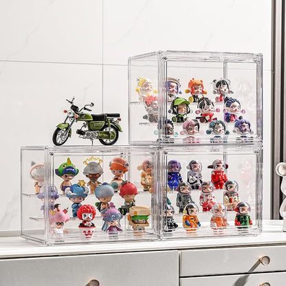 BOHOIDEE 3 Tiers Clear Display Case with Lights, Acrylic Storage Organizers Box with Magnetic Door, Acrylic Dustproof Showcase for Collectibles Action Figure - size: Tabletop Medium