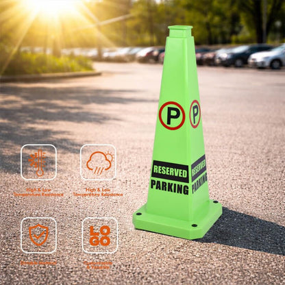 28 Inch Traffic Cones, 3 Pack Green Safety Cones with 4-Way "RESERVED PARKING" Sign and Heavy Rubber Base for Parking Lots, Event Venues, Driveways - color: RESERVED PARKING / GREEN, size: 28inch