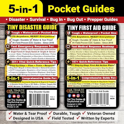 Tiny First Aid & Disaster Guide Set – Pocket Emergency Preparedness Handbooks for Survival, Safety, Natural Disasters & Everyday Crisis Response (2-Pack) - style: 1 First Aid Guide + 1 Disaster Guide