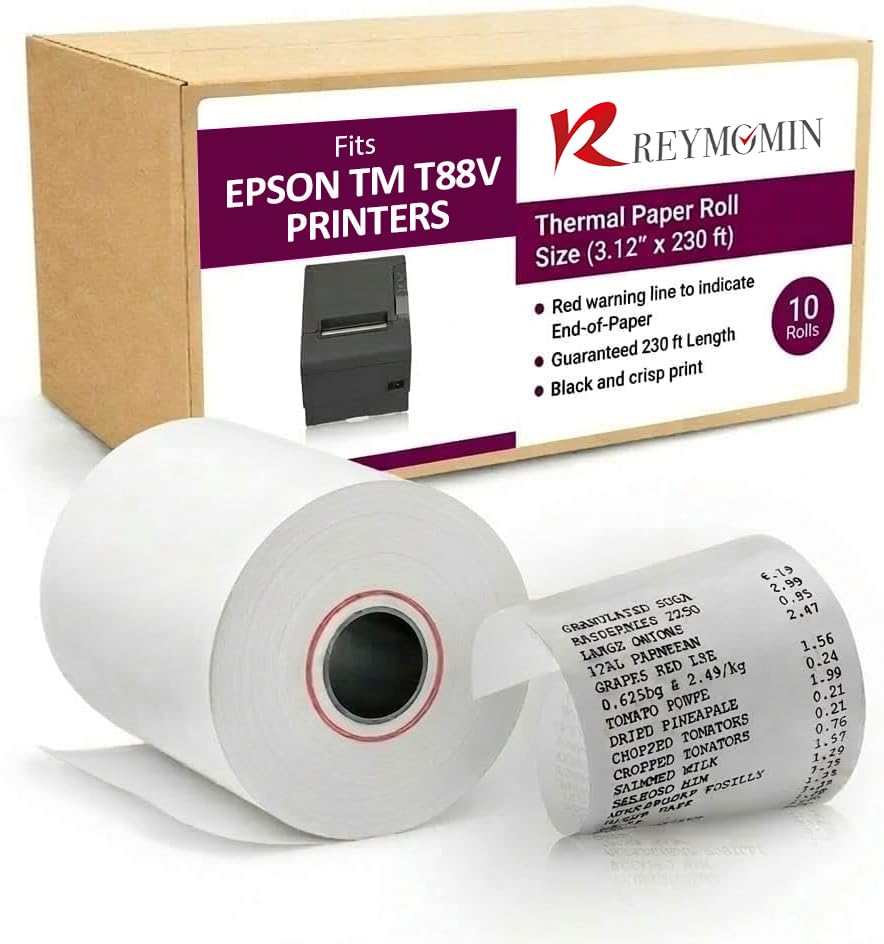 Thermal Paper Compatible with Epson TM-T88V, TM-T88VI, TM-m30-10 Rolls - size: 10 Rolls