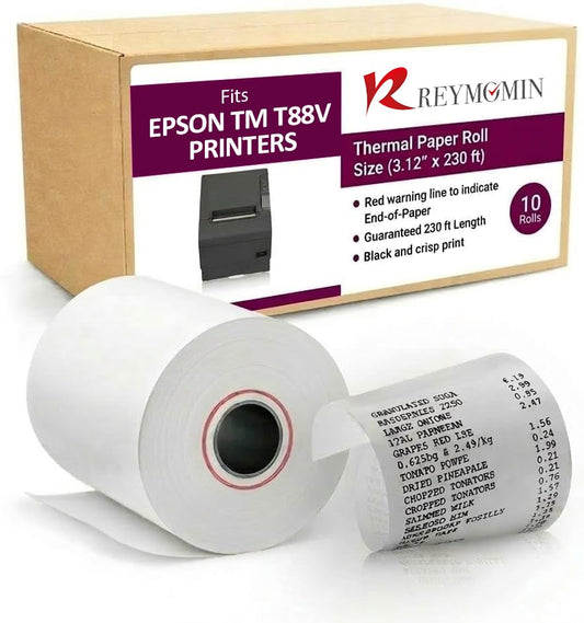 Thermal Paper Compatible with Epson TM-T88V, TM-T88VI, TM-m30-10 Rolls - size: 10 Rolls