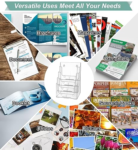 Argvey 4-Tier Brochure Holder 8.5 x 11, Desktop Literature & File Organizer