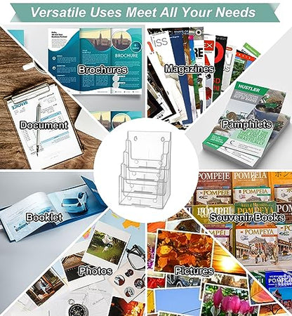 Argvey 4-Tier Brochure Holder 8.5 x 11, Desktop Literature & File Organizer