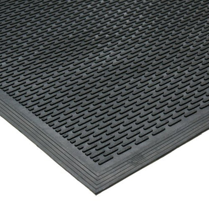 Rubber-Cal "Dura-Scraper Linear" Commercial Rubber Entrance Door Mat - 3/8 in x 3 ft x 5 ft - Black - size: 60"L x 36"W x 0.3"Th