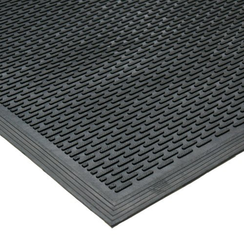 Rubber-Cal "Dura-Scraper Linear Commercial Rubber Entrance Door Mat - 3/8 in x 3 ft x 4 ft - Black - size: 48"L x 36"W x 0.4"Th