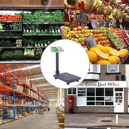 TUFFIOM 220lb Weight Electronic Platform Scale,Digital Floor Heavy Duty Folding Scales,Stainless Steel High-Definition LCD Display, Perfect for Postal Luggage Shipping Mailing Package Price Computing - color: 220lb Black