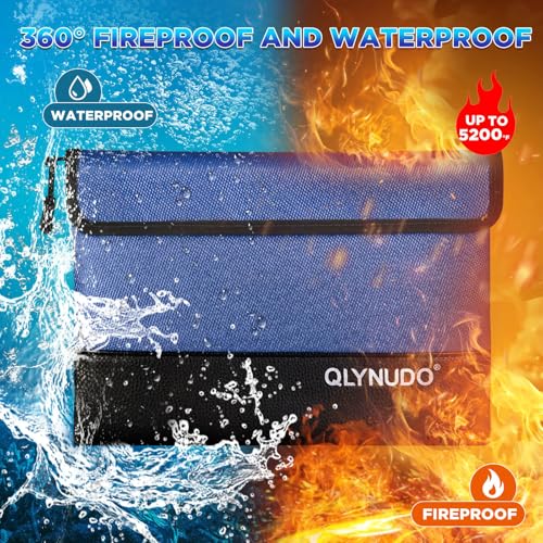 Small Fireproof Money Pouch for Cash with Zipper Bank Bag - color: Blue, size: Medium