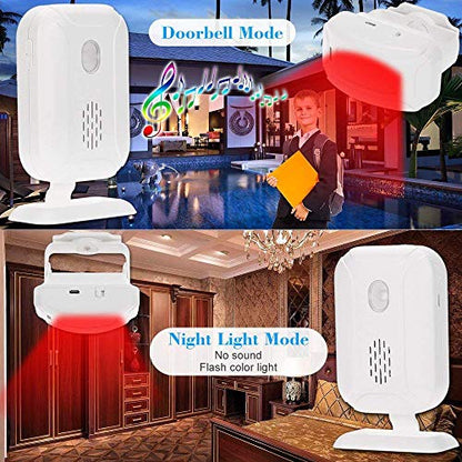 GREENCYCLE Wireless Motion Sensor Detector Alarm, Home Security Business Alert, Store Welcome Chime Door Entry Doorbell, 2 Receiver 1 Infrared Transmitter 1 Remote Control