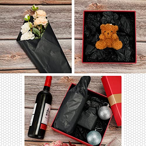 Fuutreo 300 Sheet Kraft Tissue Paper Bulk 14x20'' Wrapping, Black - color: Black
