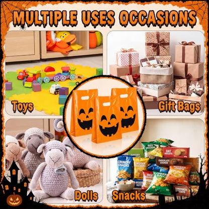 Pasimy 25 Pcs Halloween Bags with Handles, 11.8x7.9'' Spooky Pumpkin - style: Spooky Pumpkin