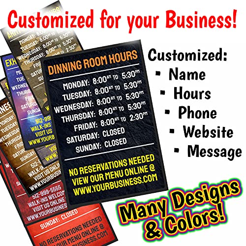 Customized Business Hours Personalized Sign, 8x12 - color: Custom Business Hours Dark Colors