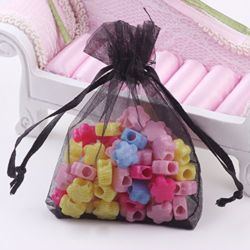 Wudygirl 100 PCS Organza Bags 4"x6" Gift Bags with Drawstring Black - color: Black, size: 4x6 IN