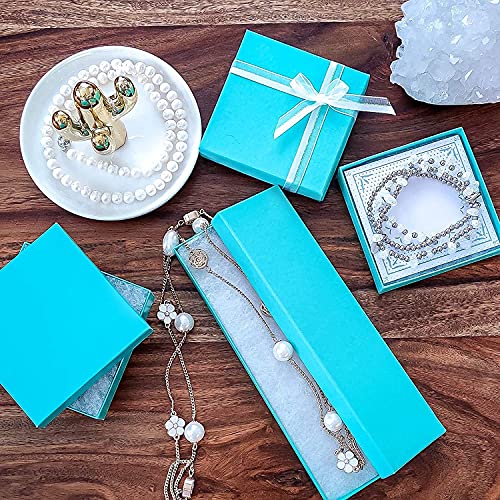 TheDisplayGuys 25 Cardboard Gift Jewelry Boxes w/Paddings #53-5.4x3.9x1 - color: Teal Green