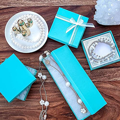 TheDisplayGuys 25 Cardboard Gift Jewelry Boxes w/Paddings #53-5.4x3.9x1 - color: Teal Green