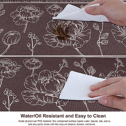 Kitchen Floor Mat Set of 2, Anti Fatigue Kitchen Mat 17"x47"+17"x29" - color: Brown, size: 17"x47"+17"x29"