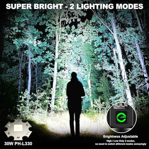 Esgreen Super Bright LED Rechargeable Flashlight High Lumen 100000 – 2-Mode - size: 1 Pack - Medium