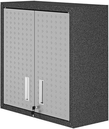Manhattan Comfort Fortress Floating Storage Cabinet, Modern Stainless-Steel Garage Cabinet, Grey - color: Grey, style: Floating Cabinet
