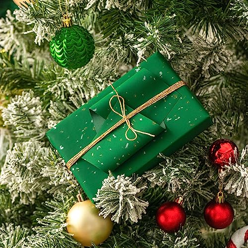 WRAPAHOLIC Green Wrapping Paper Roll - Mini Roll - 17 Inch x 16.5 Feet - Gold Green Christmas Wrapping Paper with Silky Touch Perfect for Christmas, Birthday, Holiday, Wedding, Baby Shower - color: Green, size: 17 inch x 16.5 feet