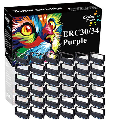 ColorPrint Compatible POS Ribbon ERC-30 ERC 30 34 38 Ribbon for use in Epson M119 M119B M119D M133A M270 M17-JB M52-JB TM-U325 TM-U370 TM-U375 TM-200 TM-260 Printer (36-Pack, Purple)