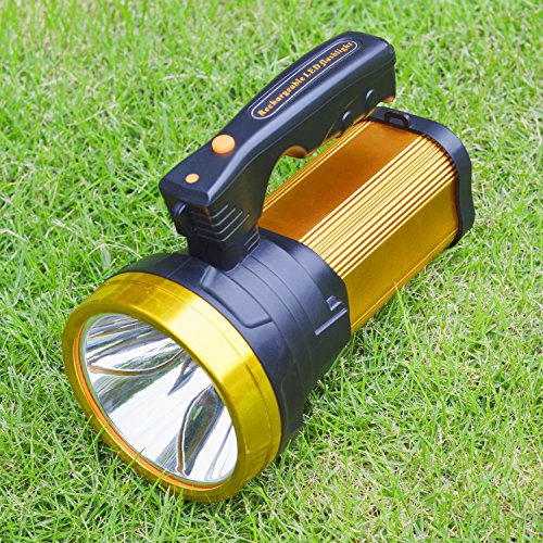 Heavy Duty Flashlight – Bright Rechargeable Searchlight with 2 Modes – Led Spotlight Handle – Easy to Use – Built-in Rechargeable Battery