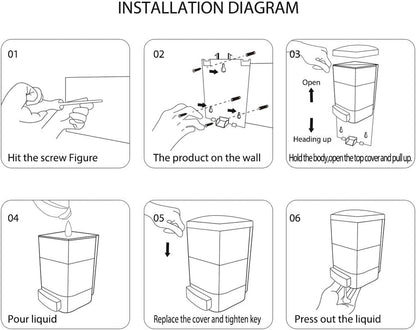 8-Pack Soap Dispenser Wall Mount 1000ml (33.8oz)–Commercial Heavy-Duty Plastic Liquid Dispenser for Soap,Shampoo,Hand Sanitizer–Manual Pump for Bathroom, Kitchen,Restaurant,Hotel (8 x 1000ml) - size: 8 x 1000ml