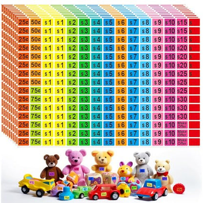 4500 Pcs Garage Sale Stickers, Yard Sale Price Stickers, Price Tag Labels Stickers for Yard Sale Supplies, Garage Sale Supplies, 1/2" X 3/4" Pricing Labels - style: B-4500 Pcs