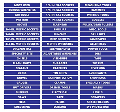 Toolbox Organizational Magnetic Rounded Labels Ultimate Set by DCM Solutions (Blue, 0.5" H x 4.5" W) - color: Blue, size: 0.5"H x 4.5"W