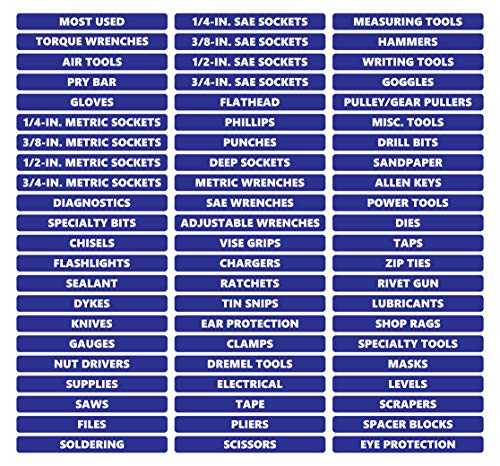 Toolbox Organizational Magnetic Rounded Labels Ultimate Set by DCM Solutions (Blue, 0.5" H x 4.5" W) - color: Blue, size: 0.5"H x 4.5"W