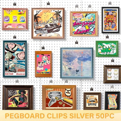 50 PC Prong Metal Pegboard Hooks Silver - color: Silver
