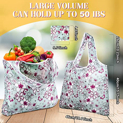 Eccliy 24 Pcs Reusable Grocery Bags Shopping Bags Foldable, Flower Style - style: Flower Style