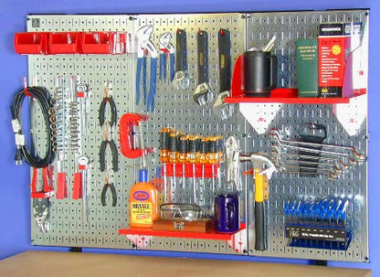 Wall Control Pegboard 32in x 16in Galvanized Metal Pegboard Tool Board Panel - color: Galvanized - Metallic