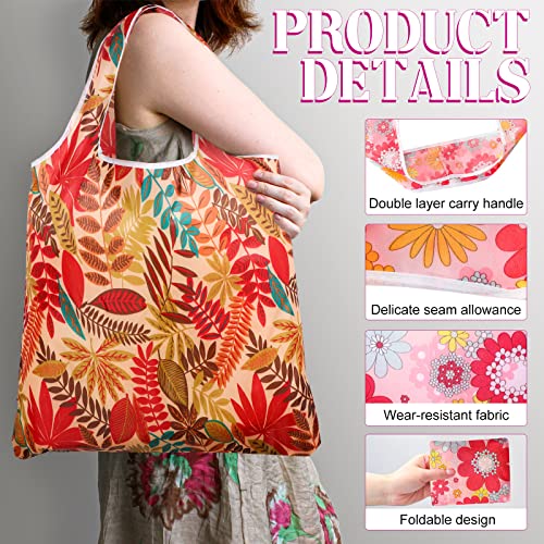 Eccliy 24 Pcs Reusable Grocery Bags Shopping Bags Foldable, Flower Style - style: Flower Style