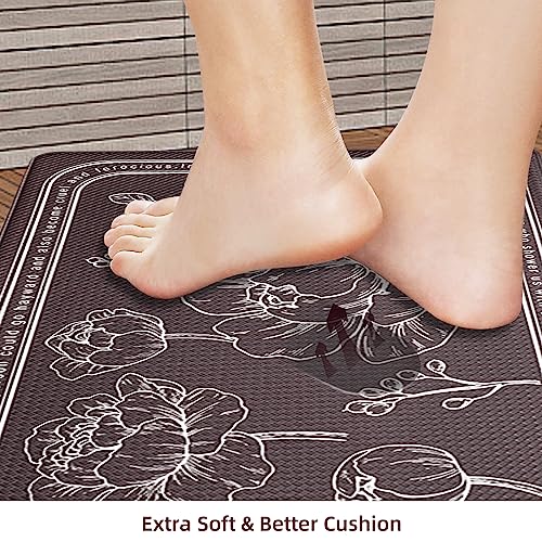 Kitchen Floor Mat Set of 2, Anti Fatigue Kitchen Mat 17"x47"+17"x29" - color: Brown, size: 17"x47"+17"x29"