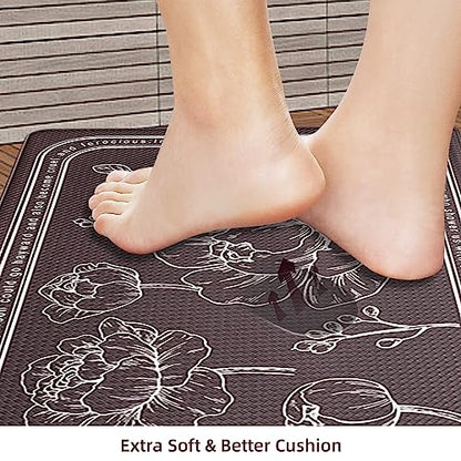 Kitchen Floor Mat Set of 2, Anti Fatigue Kitchen Mat 17"x47"+17"x29" - color: Brown, size: 17"x47"+17"x29"