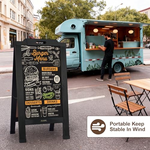 Magnetic Portable A-Frame Chalkboard Signs, 40" × 20", Black - color: A-portable-black