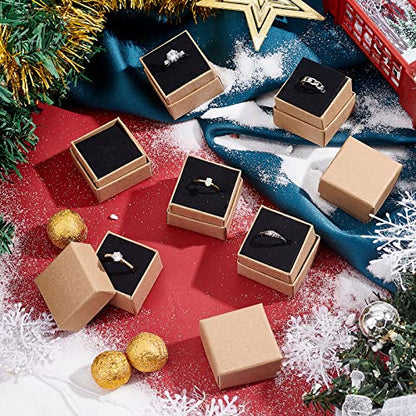 PH PandaHall 48 Pack Ring Gift Box, 1.5x1.5x1.1 Inch Jewelry Gift Boxes Square Cardboard Jewelry Box with Foam Small Earring Packing Boxes for Selling Mother's Day Wedding Birthday Business