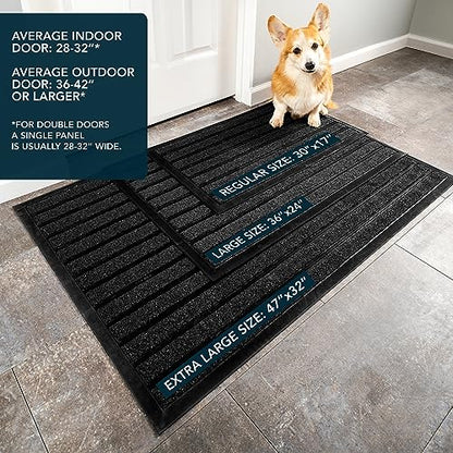 ubdyo Extra Durable Door Mat Outside Entrance (30" x 17", Bright Black) - color: Bright Black, size: 30" x 17" (Rectangular)