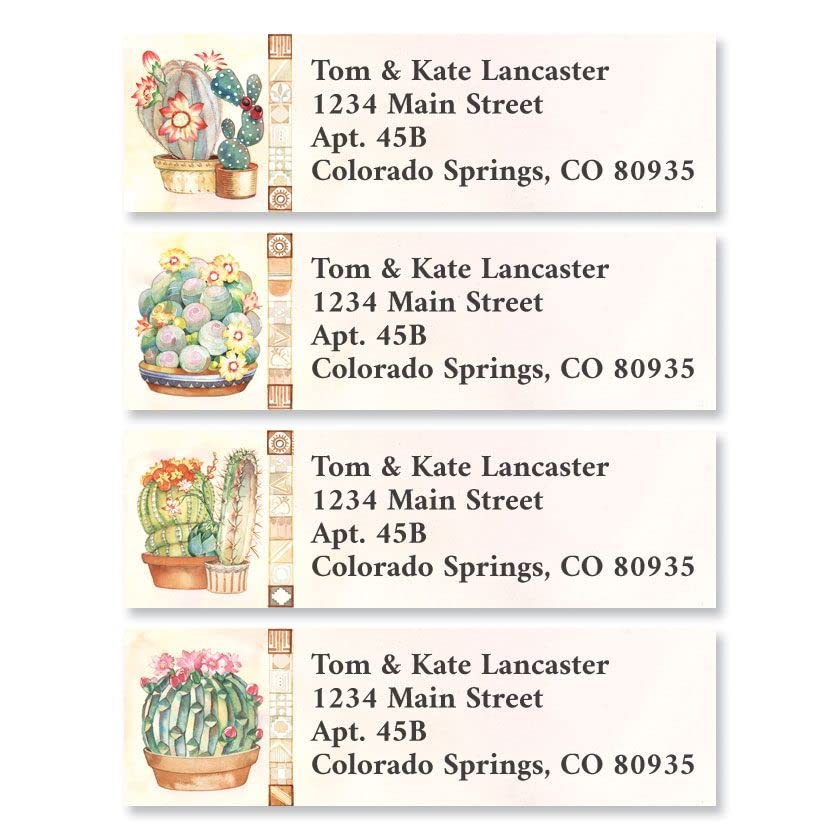Prickly Cactus Personalized Classic Return Address Labels - Set of 240 (4 Designs), Self-Adhesive, Large Flat-Sheet Select Labels
