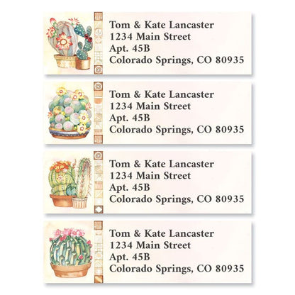 Prickly Cactus Personalized Classic Return Address Labels - Set of 240 (4 Designs), Self-Adhesive, Large Flat-Sheet Select Labels
