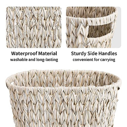 GRANNY SAYS Wicker Trash Can, Wicker Waste Basket for Bathroom, Butter Milk - color: Butter Milk, size: Rectangular - 13"L x 7½"W x 12¼"H